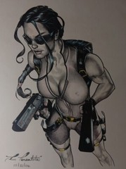 Original pen and ink hand drawing art by J&M Tarantula Title Demonized 2006