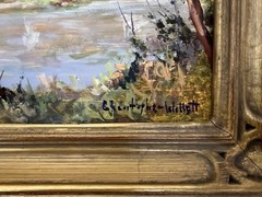 Christopher Willett Oil on Board – Afternoon still Delaware River New Hope PA