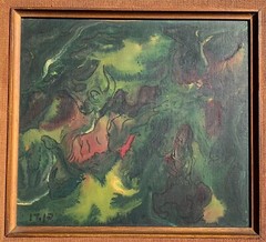 Penn (Mid 20th Century) Beautiful Abstract Avant-Garde Surrealism Oil Painting