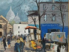1970’s LISTED FRENCH R.G. EYBRARD SIGNED ORIGINAL O/C PARIS STREET MONTMARTRE