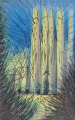 Sandro Bisonni Painting Contemporary Art, Sagrada Familia in the Blue of Heaven