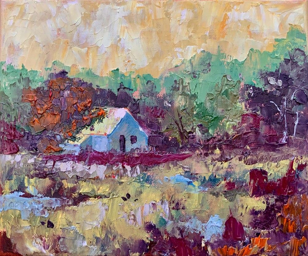 Original Painting 9×12 Cottage Painting Countryside Original Art Landscape