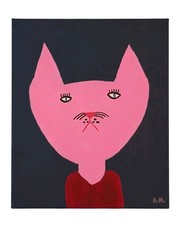 Cat Painting Whimsical Folk Art Wall Decor Handmade