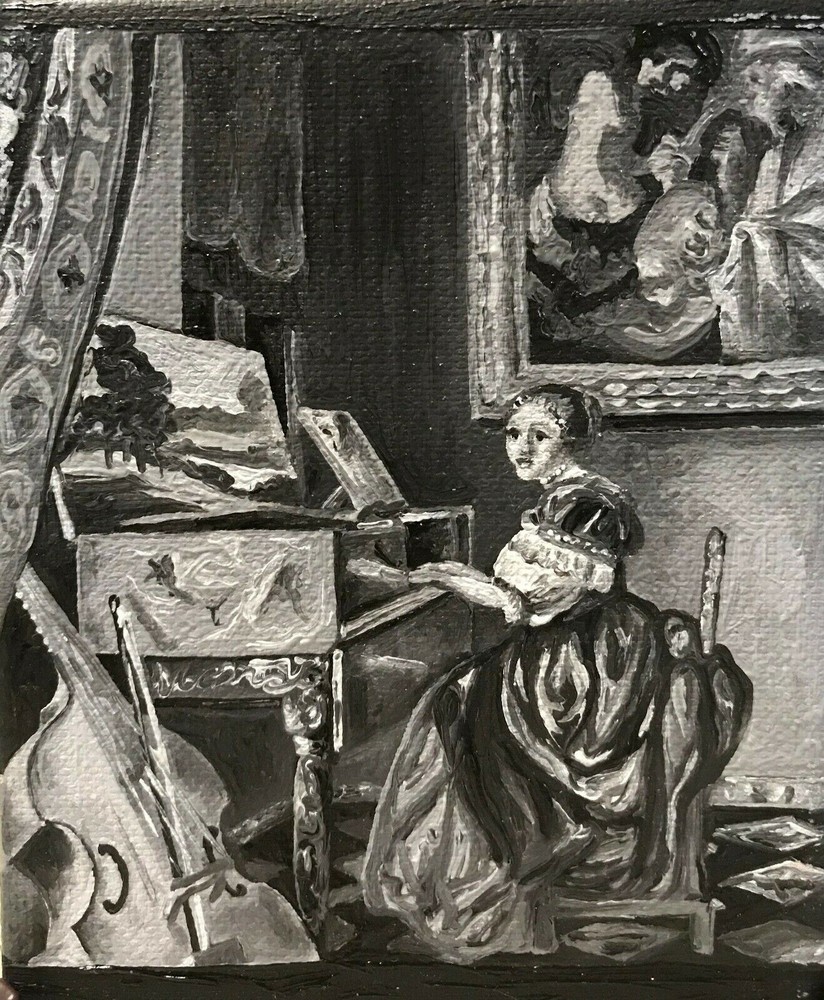 Vermeer Reproduction Original Oil Painting Art Canvas Woman Signed Artist 4″x5″