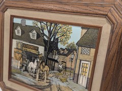 Vtg 80s H. Hargrove 8×10 Oil Serigraph BLACKSMITH Horses Horseshoe Framed Signed