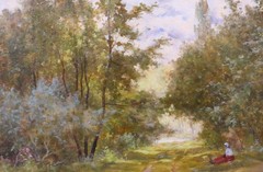 Antique Arthur Perdreau Landscape, Le Touquet Etaples Impressionism Oil on Wood