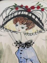 Vintage Framed Porcelain Wall Art Plaque Portrait Lovely French Lady 19.5″