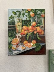 ORIGINAL OIL PAINTING STILL LIFE ORANGES VIBRANT ON STRETCH CANVAS SIGNED 8×10