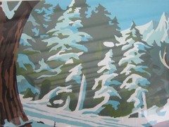 Vintage 1960s PAINT BY NUMBER 10″ x 14″ Deer in Woods in Winter FRAMED