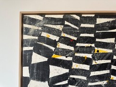 48x60in Acrylic on Canvas by NYC Contemporary Artist with Maple Floating Frame