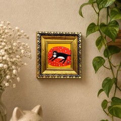 Tuxedo Cat Mini Oil Painting, Framed Original Cat Art, Hand-Painted Kitten Decor