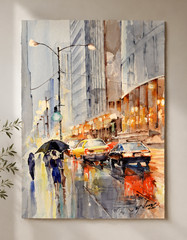 Jay Jack Jung (b. 1955) Original NYC Cityscape Watercolor Painting | Signed OOAK