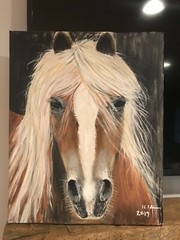 Original acrylic painting- horse on canvas 16x20x0.5 in, wall decor,