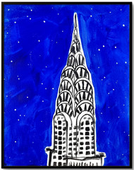 Chrysler Building at Night Painting, NYC Cityscape Art 11×14