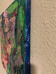 Original 14×14 Textured Flower Painting Modern Wall Art Signed FREE SHIPPING
