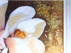 Amber Painting Magnolia Blossom Natural Stones Handmade Art 25*34 cm