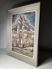 RAPHAEL MOISES MEXICO MODERNIST OLD MISSION MURAL STYLE MID CENTURY PAINTING