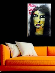 POP ART Colorful LADY PORTRAIT PAINTING big CB 25 x 16 Original SWARTZMILLER DNA