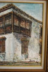 FRAMED SIGNED ORIGINAL OIL COLONIAL BUILDING OLD HAVANA, CUBA ARTIST HECTO VIDAL