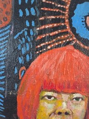 Excellent masterpiece, oil on OLD CANVAS, signed YAYOI KUSAMA
