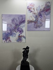 Lg 3pc set. Two 16×20 & One 20×24, Resin Coated Durch Pour Titled, Tranquility.