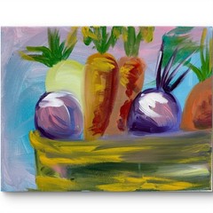 MARKET VEGETABLES 11X14 ABSTRACT FOOD BASKET ORIGINAL ART MODERN HOME