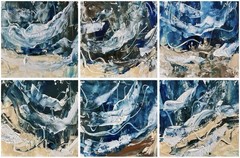 Bar Harbor Atlantic Ocean Abstract Oil Painting Set of 6 Modern Coastal Artwork