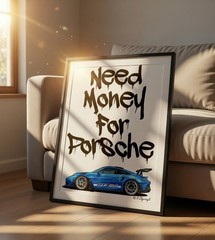 Porsche Money – Fine Art Canvas Print By Artist N. Zbyranyk. Framed. Signed.