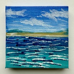 Lake Michigan Sand Dunes Summer Miniature 3×3 Canvas Acrylic Painting A10