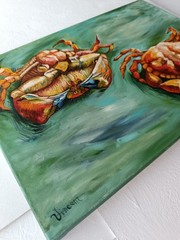 Two Crabs Van Gogh Hand-Painted Oil Reproduction Canvas 13.8×19.7 in