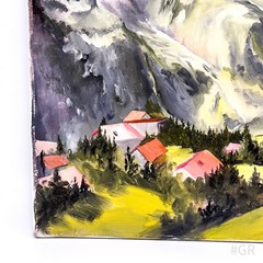 Vintage painting landscape painting on canvas signed Haug 2000 (50 x 59 cm)