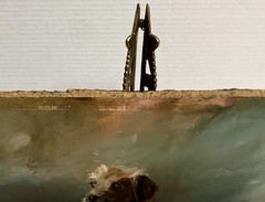 Antique Double Sided Oil Painting on Wood Panel – Dog Portrait & Egg Still Life