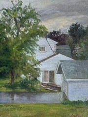 Grand Marais Rainy Day Houses – Original Oil Painting