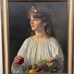Classic Portrait Oil Painting „Lemon Peel“ Authentic Large Art