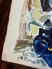 C.1960 Watercolor, Double Sided 30″ x 22.5″ Veritable Papier D’Arches Torchon
