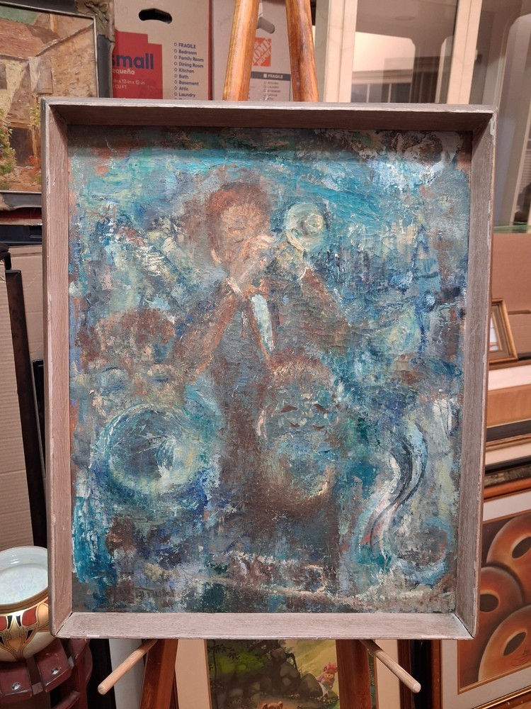 Vintage Trumpeter Oil Painting from 1961, 22″x18″