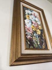 Vintage Oil Painting By H.M. Cooper 80’s Raised Oil Pastels 17”x11” Linen & Wood