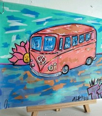 VW T1 painting acrylic unique signature 1/1 in A4 landscape format