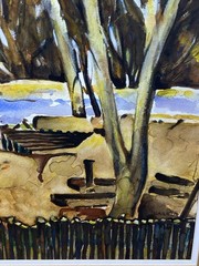Arthur E. Haddock(1895-1980)“Upstairs, Calle Peña“ Watercolor Landscape Fine Art