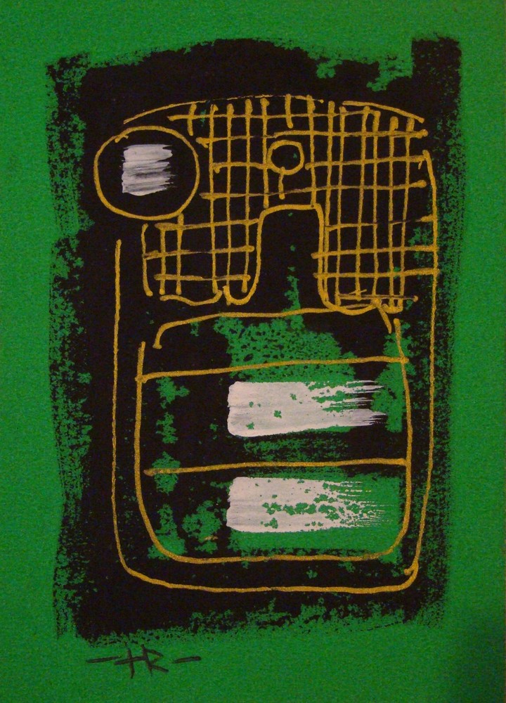 Acrylic and Art Marker Abstract Painting ACEO ATC 2.5 x 3.5 inches
