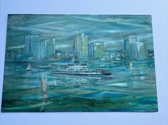 LEFLANG PAINTING MID CENTURY SAN DIEGO CALIFORNIA URBAN REGIONALISM CORONADO 36″