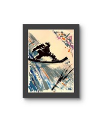 Snowboard Stunts 14×11 Original Expressionism Paper Modern Fine Art