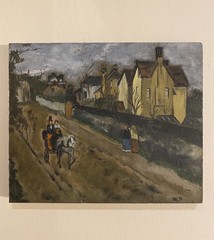 Vintage Painting Of A Village Street In The 1800s, Camille Pissarro Style, 1977
