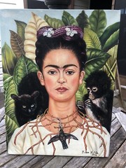 Mexican Outsider Artist Frida Kahlo self-portrait oil on canvas painting