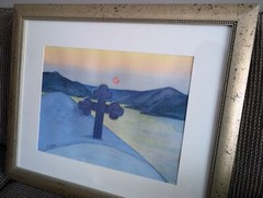 Original Watercolor Painting Signed Dianne Sutter 42x31cm Framed Spiritual Art
