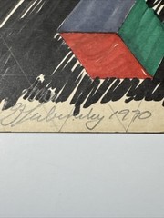 ABSTRACT DRAWING 1970’S PROFESSOR LUBENSKY POP MODERNIST CHICAGO KANSAS LISTED