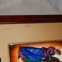 Enamel Copper Marraige St. Joseph Virgin Mary Wedding Painting Matted Framed Art