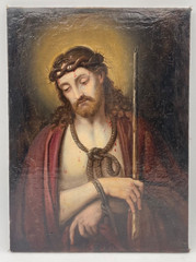 17th Italian School – Oil on Canvas – ECCE HOMO CHRIST OUTRAGES