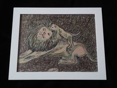 2 Pen Drawings Lions Original Artworks Signed Danny Ayala Art