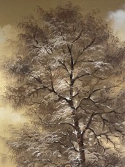 The picture in a baguette on cardboard is painted in oil. Dimensions 27″ x 16″.